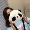 Cute Panda Messenger Bag Plush Pouches All-Match Japanese Girl Heart Student Online Red Mini Special-Interest Shoulder Bag. 