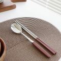 Korean Chopsticks Dessert Spoon Flatware Stainless Steel Cutlery Set Sushi Sticks Coffee Tea Spoons Set Portable Dinnerware Set. 