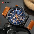 CURREN 8291 Fashion Quartz Men Watch Analog Digital Chronograph Leather Mens Watches Casual Sport Waterproof Male Clocks Часы.