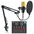 BM 800 Microphone & V8 Sound Card-Singing Broadcast Condenser Recodingg Studio light ,Live Music, TikTok, live Facebook for phone Computer audio Entertainment Sound Re_cording Microphone & Sound card. 