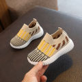 Spring and autumn style contrasting middle and large children's shoes, breathable student shoes, trendy casual shoes, striped boys, girls, flying knitting shoes. 