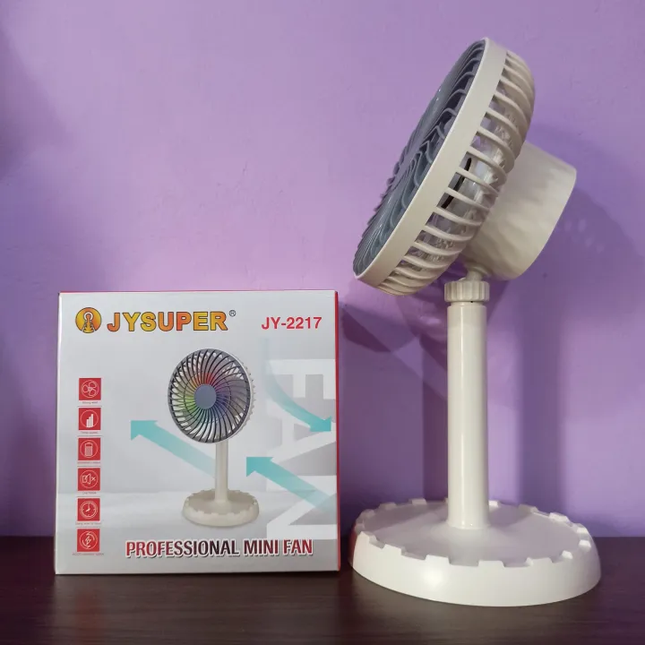 JYSUPER%20JY-2217%20AC/DC%20Rechargeable%204000mAh%20Battery%20Stylish%20RGB%20Lighting%20Strong%20Wind%2012"%20Portable%20Desk%20Fan%20-%20Image%206