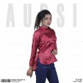 AURSI Ladies Satin Formal Shirt - Maroon Color - China Satin Silk Shirt - Ladies Casual Shirt.
