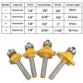 4Pcs 1/4 Inch Round over Router Bits Corner Rounding Edge-Forming Edging Tool Set, 5/16 Inch 3/16 Inch 1/4 Inch 1/8 Inch Radius for Woodworking Milling Cutter. 