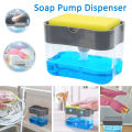 2 In 1 Kitchen Liquid Soap Pump / Dish Liquid Pump / Kitchen Cleaner Tool / Dish Soap And Sponge / Dish washer / Dispenser Sponge Holder Press Countertop Rack With Sponge Holder.