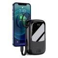 BASEUS Qpow Pro Digital Display Power Bank 10000mAh 20W with Lightning Cable - Black By Elover. 