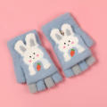 Boy Girl   Wool Knit Kid Soft Half Finger Flip Glove Children Winter Warm Cute Cartoon Fox Knit Mitten. 