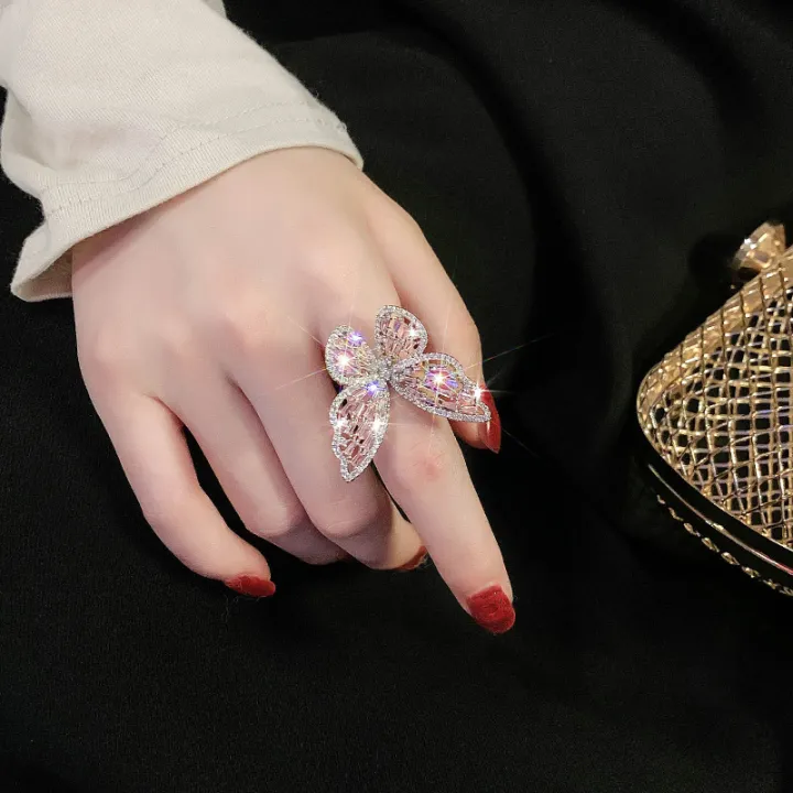 Indispensable%20-Trendy%20Shining%20Butterfly%20Adjustable%20Opening%20Ring%20For%20Women%20Crystal%20Acrylic%20Inlay%20Fashion%20Party%20Hand%20Accessories%20Jewelry-%20Innovative%20-%20Image%202