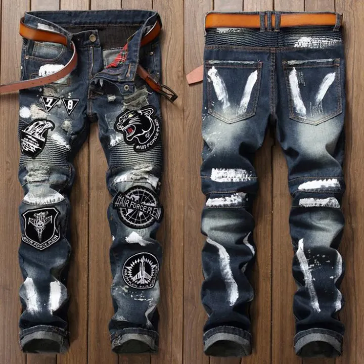 new%20men%20jeans%20ripped%20European%20style%20cotton%20denim%20hip%20hop%20patchwork%20fashion%20jeans%20for%20men%20patch%20pants%20holes%20trousers%20spray%20lacquer%20navy%20blue%20-%20Image%202