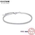 ELESHE 925 Sterling Silver Tennis Charm Bracelets For Women With Cubic Zirconia Link Chain Anti-allergy Sterling-silver-jewelry. 