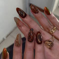 24Pcs Brown Butterfly Wing Fake Nails with Glue DIY Art Design False Nails Wearable Artificial Nails. 