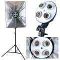 Professional 4-in-1 E27 Lamp Holder Studio Softbox Light Kit (Black) with 60x60cm Stand Included for Lighting Mastery. 