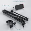 Long Arm Phone Stand Tablet Holder Metal 360 Degree Multi-angle Adjust For 3.5-10.6 inch Desktop Bedside Live Overhead Shot.
