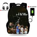 17inch One Direction Print Backpacks Usb Charging SchoolBags For Girls&Boys Orthopedic Backbag Mochila Escolar Book Bag.