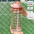2L Water Bottle Large Capacity Portable Transparent Water Bottle with Bounce Cover Time Scale Motivational Water Bottle Sport.