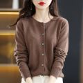 New Chic Autumn Winter Women‘s O-neck Cashmere Cardigan Sweater Solid Cashmere Knitted Female Cardigan. 