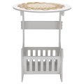 Mini Plastic Round Coffee Tea Table Room Storage Rack Bedside Table White. 