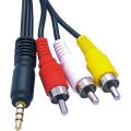 Audio/Video AV 3.5mm to 3-RCA Composite Cable. 