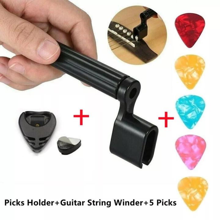 Guitar String Changer Multifunction Guitar Winder String Cutter Pin Puller For Guitars Banjos Mandolins Accessories 5 Pcs Picks