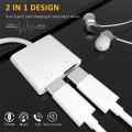 2X 2 in 1 Dual Type C Headphone Adapter USBC Splitter Jack AUX Audio Charging Converter for.