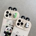 Sroof Case For iPhone 11 12 13 14 15 16 Pro Max Fashion Simple Cute Animal Panda Bamboo Oval Edge White Airbag Shockproof. 