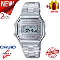 (Ready Stock) G .Shock Men Sport Digital Classic Square Watch Shockproof and Waterproof Stainless Steel Band Sports Business Wrist Watches with 2 Year International Warranty A168WEM-7D.