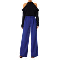 Women Casual Suit Pants Solid Color Loose Stretch High Waist Wide Leg Trousers for Home Office.