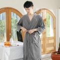 Spring and Summer Thin Towel Material Bathrobe Skin-Friendly Absorbent Breathable Couple Quick-Drying Thin Elegant Home Wear. 