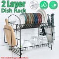 2 Layer Dish Drainer Cutlery Shelf Drying Holder Rack Drip Tray Mobile Kitchen Storage Kitchen Racks Stands  MA. 