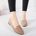 Women Girls Solid Big Size Slip On Flat Shallow Comfort Casual Single Shoes.