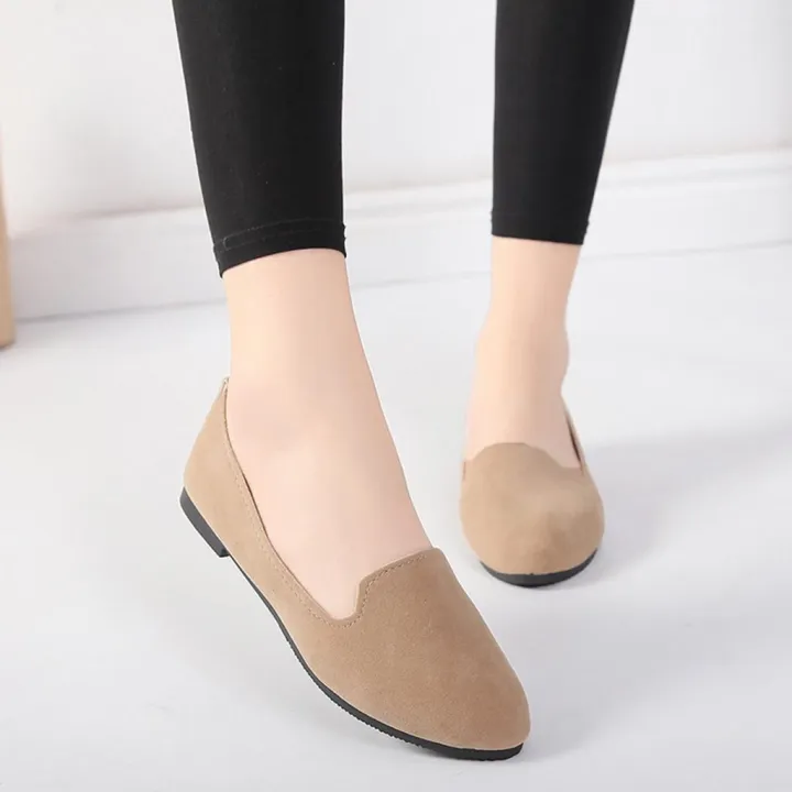 Women%20Girls%20Solid%20Big%20Size%20Slip%20On%20Flat%20Shallow%20Comfort%20Casual%20Single%20Shoes%20-%20Image%203