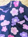 Charming Winter Elegance: Navy Blue Flower Design Frock for Your Little Princess (6 Months to 2 Years.