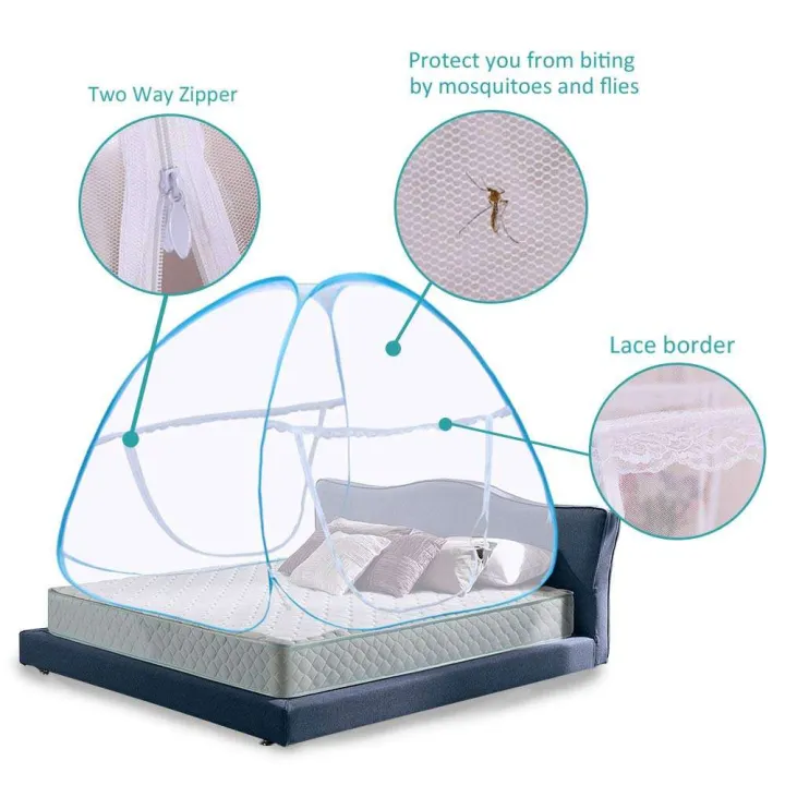 Portable%20Double%20Bed%20Full%20Cover%20Mosquito%20Net%20with%20Lace%20Border%20and%20Zipper%20-%20Lightweight,%20Foldable%20&%20Easy%20to%20Pack%20-%20Image%204