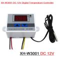 DC 12V XH-W3001 W3001 10A 12V 120W Digital Temperature Controller Display Thermostat Control Sensors Switches & Waterproof 10K NTC Probe.