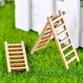 【Upgrade Your Style】 3PCs Mini Wood Ladder Figurines Craft Garden Gift DIY Ornament Garden Decoration Cherry Super Store.