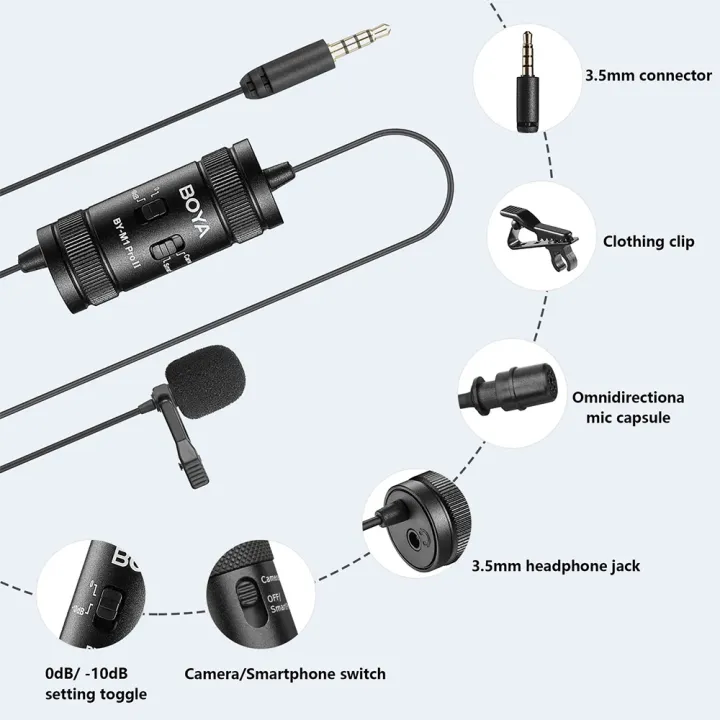 BOYA%20BY-M1%20PRO%20II%203.5mm%20Lavalier%20Lapel%20Microphone%20for%20Mobile%20Phone%20PC%20Laptop%20Camera%20Wired%20Microphone%20for%20Speaking%20Audio%20Vlogging%20-%20Image%204