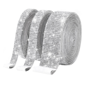 3 Rolls Self Adhesive Crystal Rhinestone Diamond Ribbon - Bling Diamond Stickers Wrap Roll DIY with 2 mm Rhinestones Easy Install.