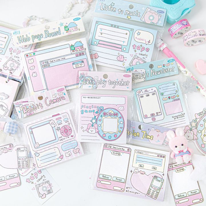 Stationery Notepad DI80 pcs/pack Cute Cartoon Y Scrapbook Diary Planner Decorative No Sticky Notes Leave a Message for Students