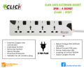 Click Safe Extension MultiPlug, 3 yard (9 feet) long cable, 2pin Plug, (Socket: 5,4,3). 