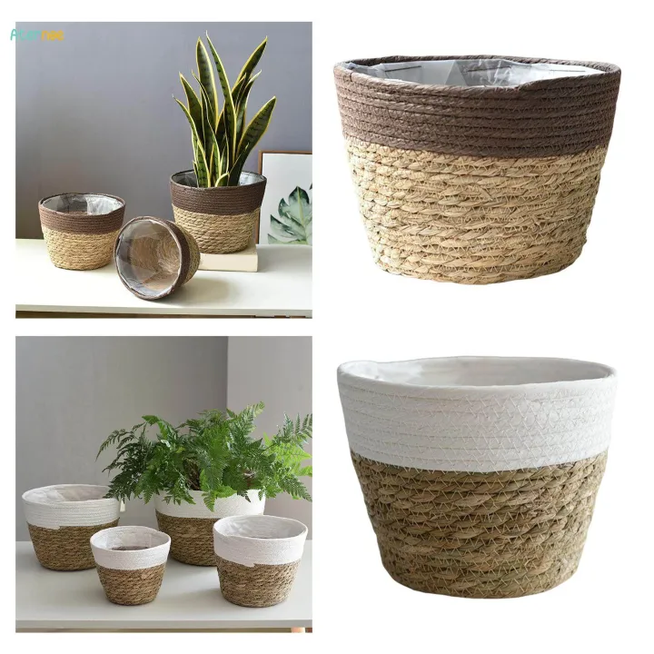 Woven%20Planter%20,%20with%20Liners%20Organizer%20Containers%20Boho%20Pots%20for%20Farmhouse%20Picnic%20Laundry%20Ornament%20,%20S%20-%20Image%202