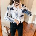 Spring and Autumn Clothing Printing Loose Chiffon Long Sleeve Newspaper Shirt Women's Design Sense Niche Sun Protection Clothing Loose Shirt Student. 
