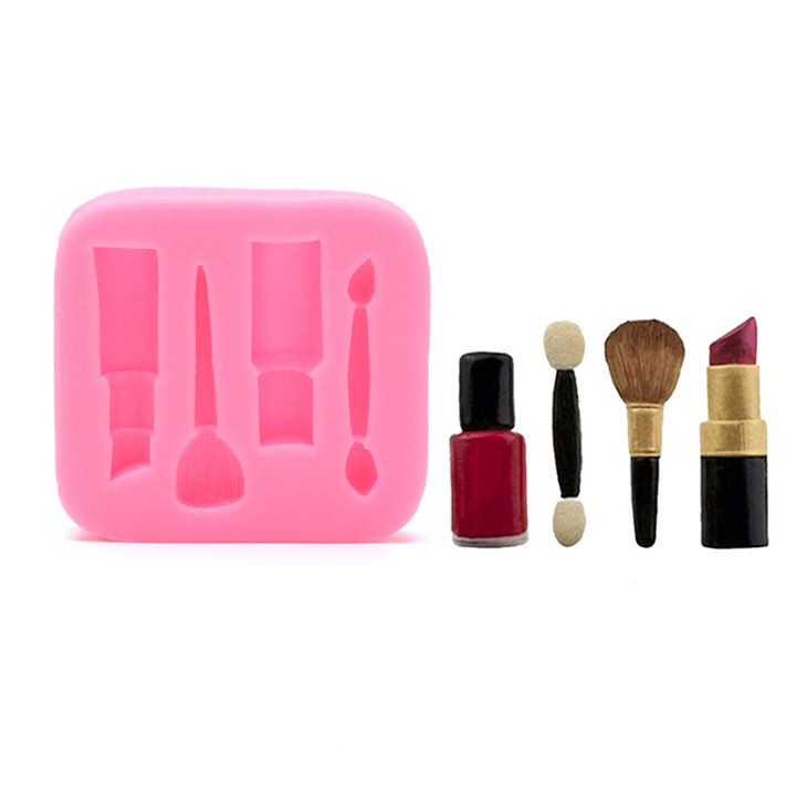 Makeup Tools Lipstick Nail Polish Chocolate Party DIY Fondant Cake Decor Mold