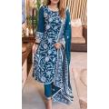 Unstitched High Quality Skin Print Cotton Three Piece Set for Women Fashionable, Comfortable, Stylish, New Collection.