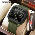 Sanda Square Solid Color Watch Retro Trendy Night Light Waterproof Electronic Men's Watch SD2194-6.
