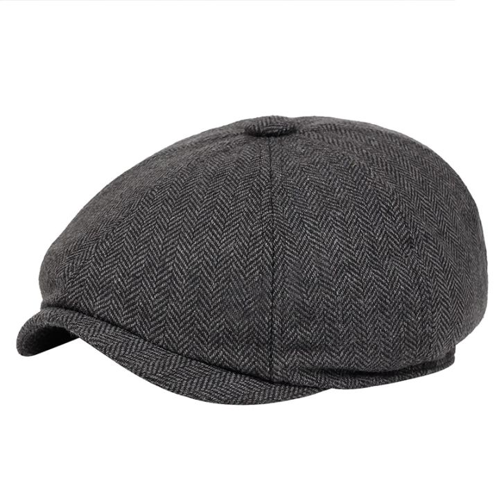 Men beret vintage Herringbone Gatsby Tweed hat Newsboy Beret Hat spring Flat Peaked Beret Hats