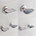 ABS Strong Suction Soap Dish Holder Tray Bathroom Shower Chrome Accessory. 