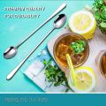 Stainless Steel Long Tea Spoon 8 inch (6 Pis Set) Long Handle Spoons, Food Grade Stainless Steel, Long Handle Spoon for Ice Cream, iced Coffee, iced Tea, Milkshake, Tea and Other Desserts. 