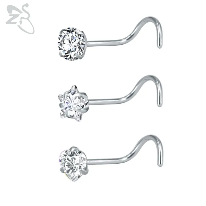 ZS%203-12pcs/lot%20Stainless%20Steel%20Nose%20Stud%20Set%20Round%20Heart%20Star%20CZ%20Crystal%20Nose%20Piercings%203MM%20L%20Shape%20Nostril%20Piercing%20Jewelry%2020g%20-%20Image%202