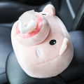 Car Tissue Case Adorable Cartoon Cute Pink Pig Plush Tissue Box.