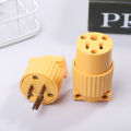 America B515PY/B515CY 15A US Industry Power Socket Plug Male Female 3 Pole Locked Wiring Connector Yellow Plug Socket Adaptor Eatop. 